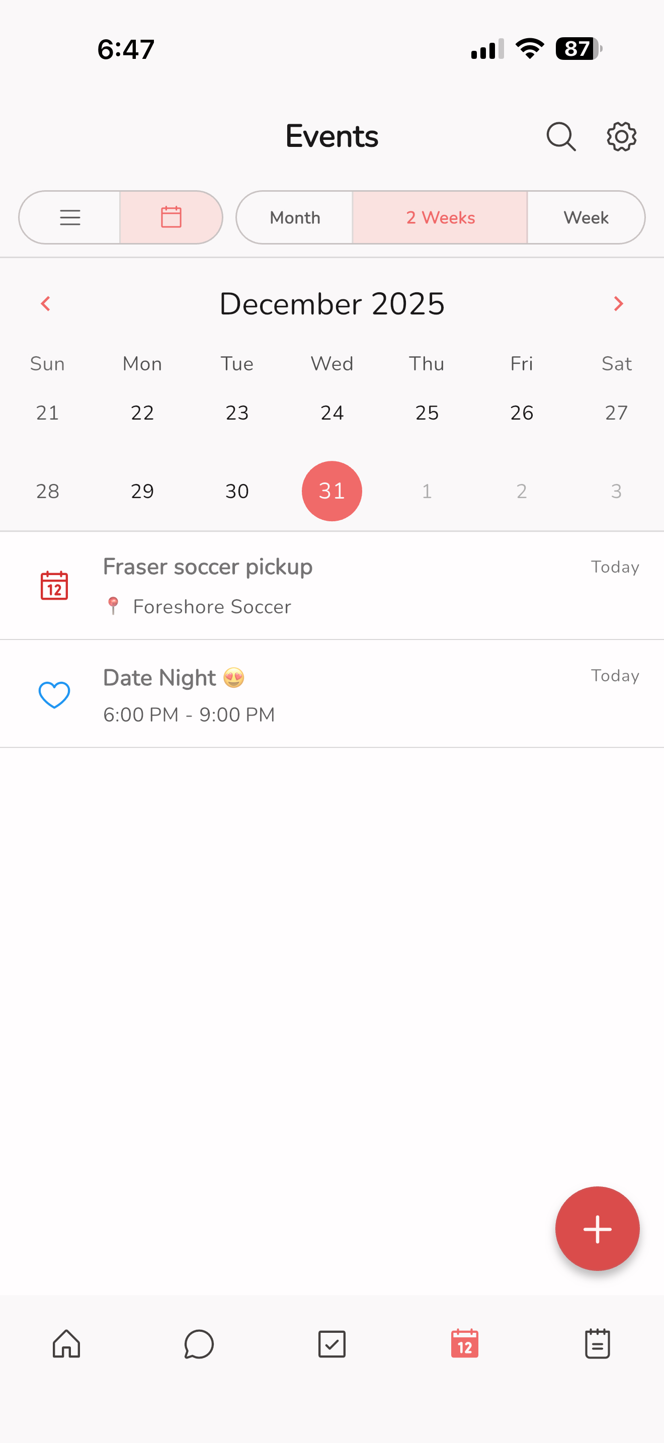 Calendar view